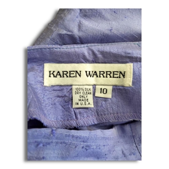 KAREN WARREN WRINKLED Bluish/Grey IRIDESCENT 100% SILK CROPPED PANTS SIZE (10) - Picture 3 of 7